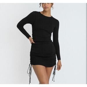 Lioness Women‎ Bodycon Sweater Dress Rushed Sides Black Size Small